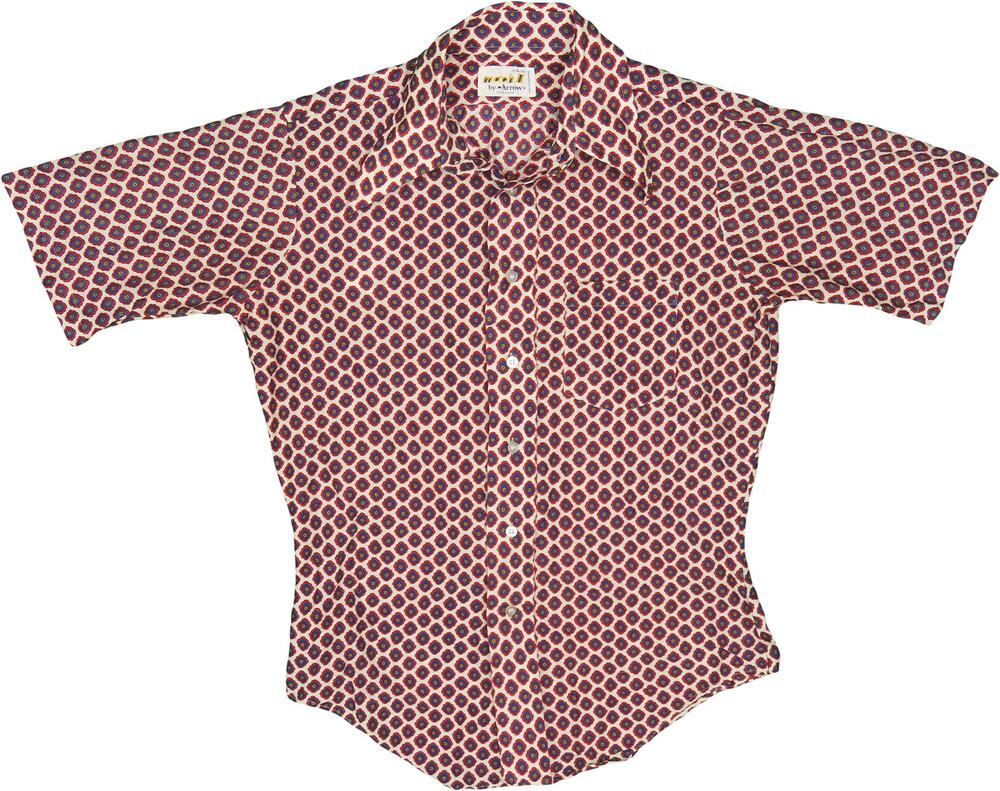 70s Vintage Arrow Floral Disco Button Down Shirt XS